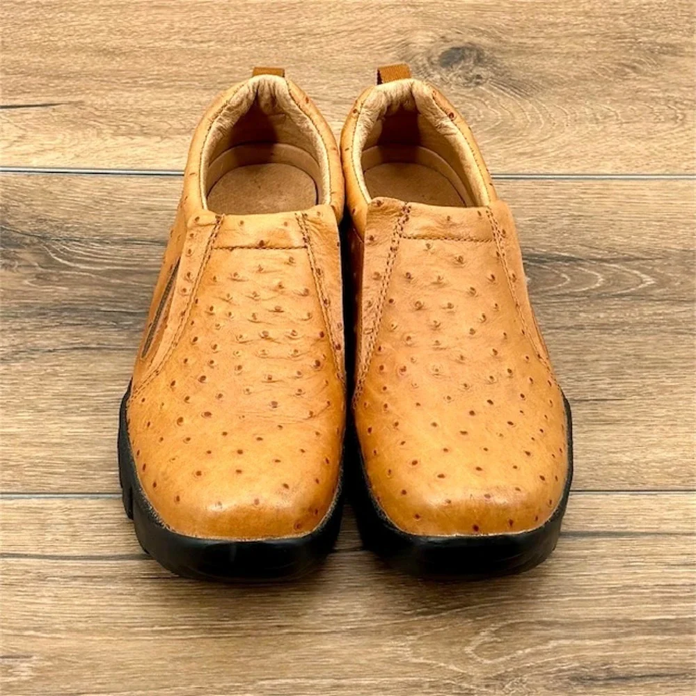 Roper Cotter Women Size 8.5 Faux Ostrich Embossed Leather Slip On Comfort Shoes